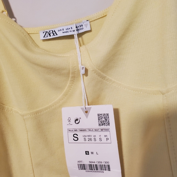 Zara Combination Poplin Dress Yellow size S - Picture 8 of 11